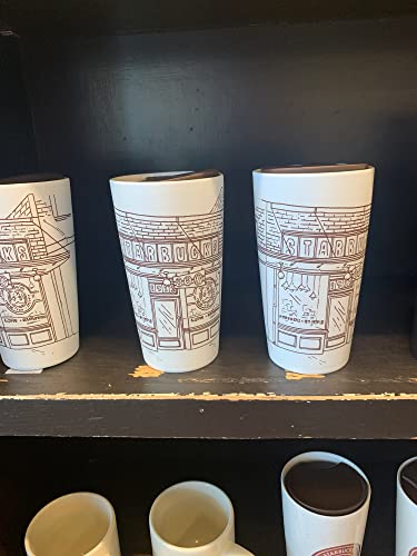 Starbucks the First Coffee Store Pike Place Storefront Soft Touch Ceramic Travel Mug, 12 Oz thumbnail