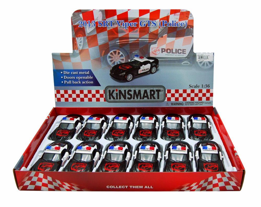Box of 12 Diecast Model Toy Cars - 2013 Dodge SRT Viper GTS Police Car  1/36 Scale