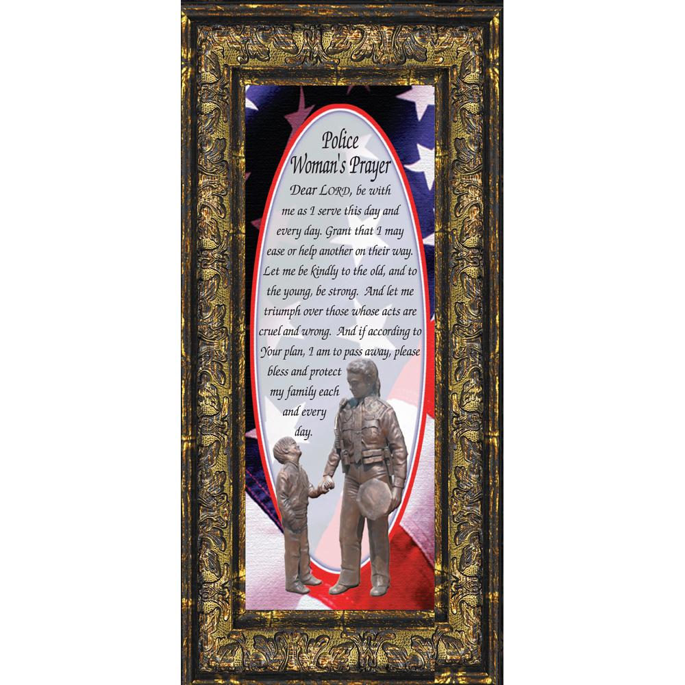 Policewoman's Prayer, Police Officer Gifts for Women, Police Woman Framed Poem, 6x12 7796