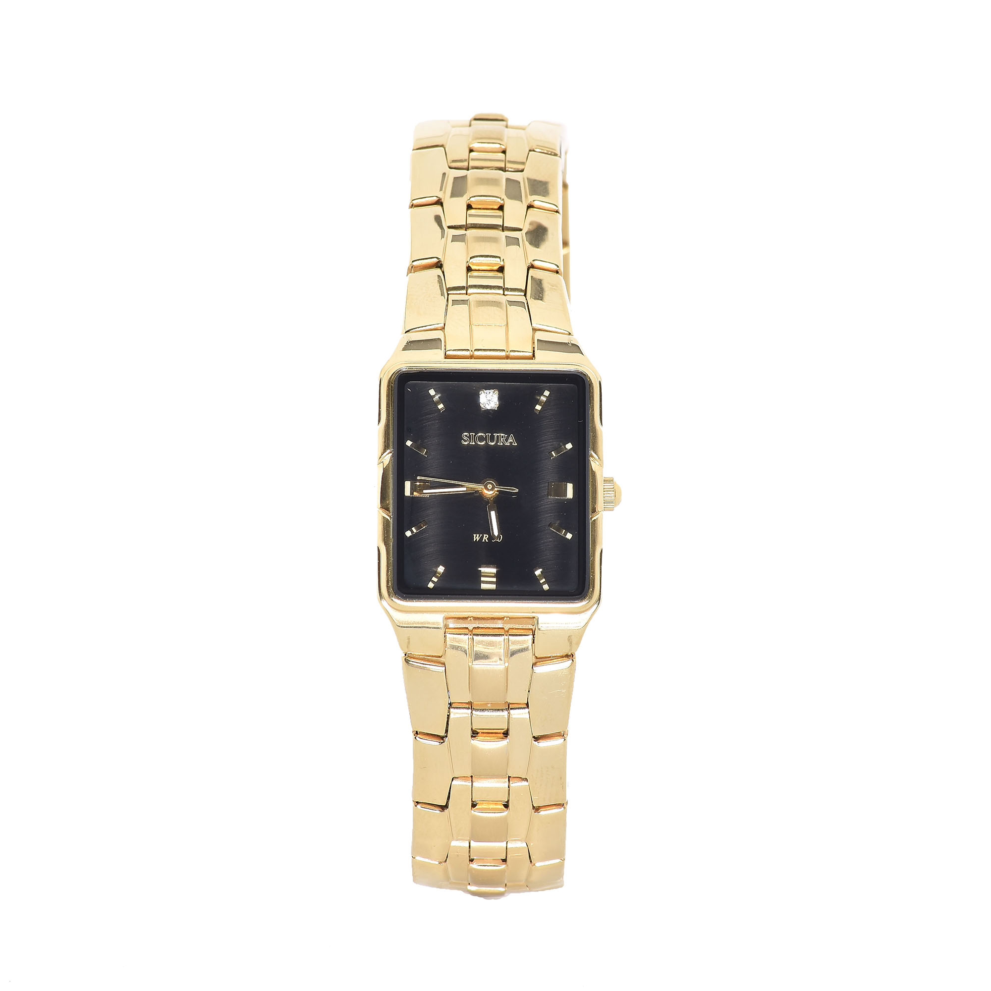 Womens Watches SAMG 2292 52E Black Quartz Stainless Steel Gold Tone