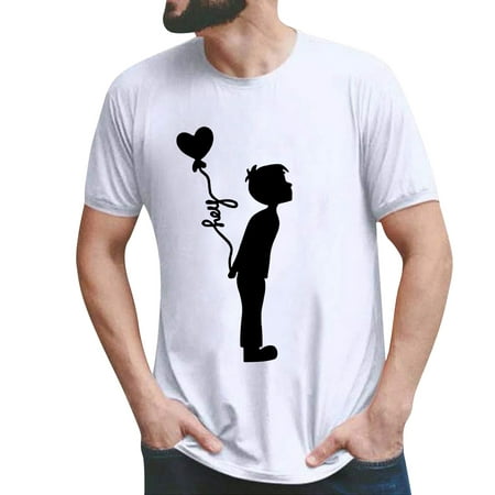 Manxivoo Valentines Day  Valentine Graphic Tees Couple Matching Shirts Short Sleeve T Shirt Blouse Mens Model Sweatshirt for Women White L