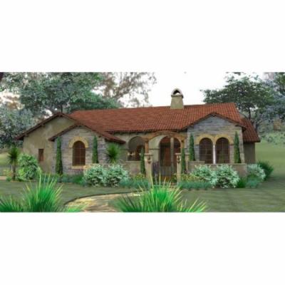 TheHouseDesigners-6755 Mediterranean House Plan with Slab Foundation (CAD Files)