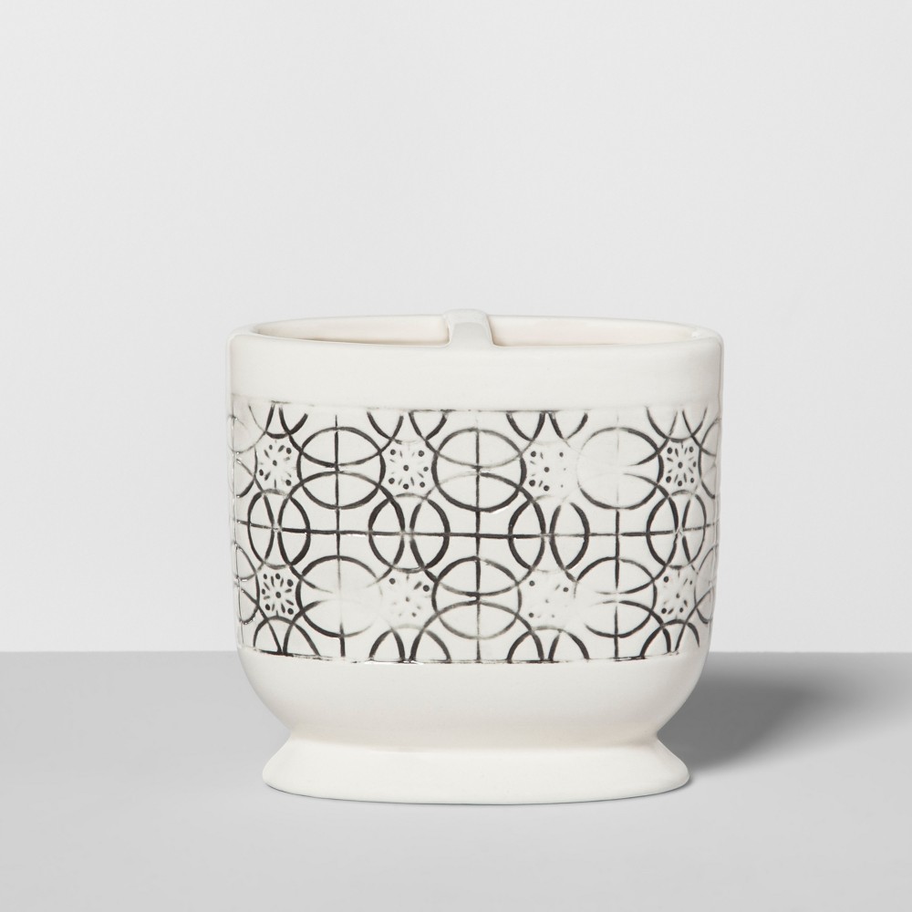 Mallorca Mosaic Distressed Debossing on Ceramic Toothbrush Holder Black White - Opalhouse