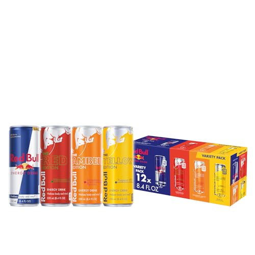 Red Bull Energy Drink  Red Edition  Amber Edition  Yellow Edition Energy Drink Variety Pack  8.4 Fl Oz  Pack of 12 Cans