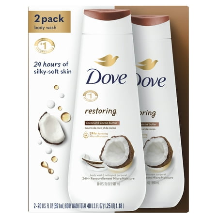 Dove Body Wash for Women Restoring Coconut & Cocoa Butter  20 Oz 2 Count