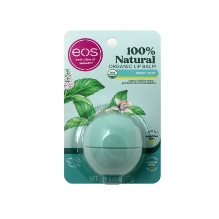 Eos 100% Natural & Organic Lip Balm- Sweet Mint  Dermatologist Recommended  All-Day Moisture  Made for Sensitive Skin  Lip Care Products  0.25 Oz