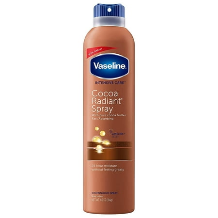 Vaseline Intensive Care Spray Moisturizer for Dry Skin Cocoa Radiant Made with 100% Pure Cocoa Butter 6.5oz (Pack of 6)