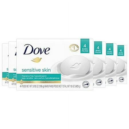 Dove Beauty Bar More Moisturizing Than Bar Soap for Softer Skin  Fragrance Free  Hypoallergenic Sensitive Skin with Gentle Cleanser 3.75 Oz 24 Bars