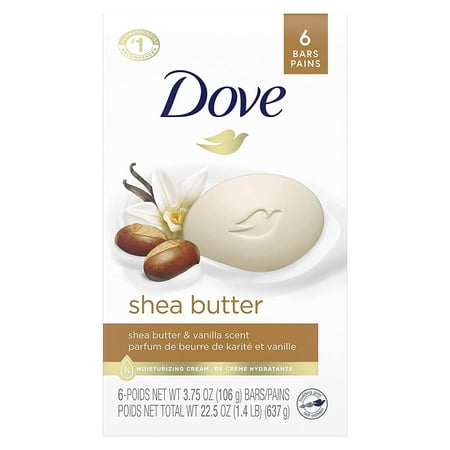 Dove Beauty Bar Skin Cleanser for Gentle Soft Skin Care Shea Butter More Moisturizing Than Bar Soap 3.75 Oz 8 Bars