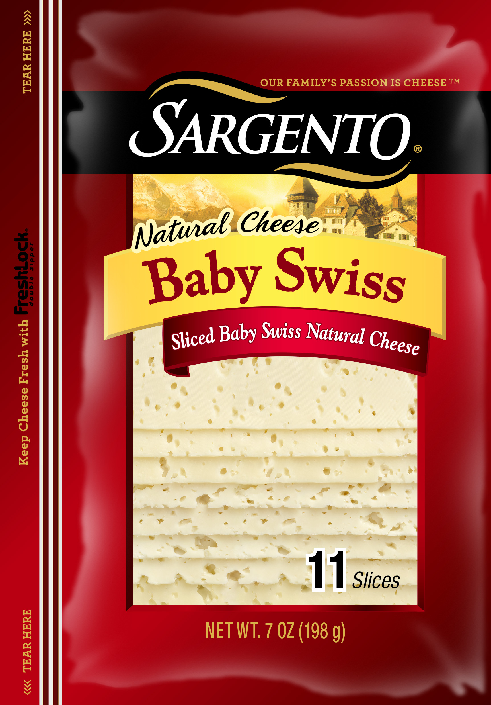 Sargento® Baby Swiss Natural Cheese Slices, Great Pairing with Fruit and Perfect for Sandwiches, 7 Oz Package