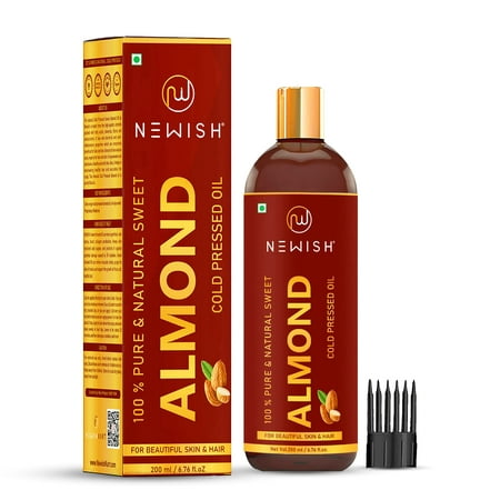 Newish® Badam Rogan Oil | 100% Pure & Natural Cold Pressed Sweet Almond Oil for Hair  Body and Skin  Unrefined 200Ml (Pack of 1)