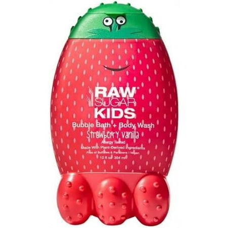 Sugar Kids Stberry Vanilla Bubble Bath Body Wash 12 Oz. Made with Plant Derived Ingredients. Vegan and Free of Sulfates and Parabens. (1 Pack)