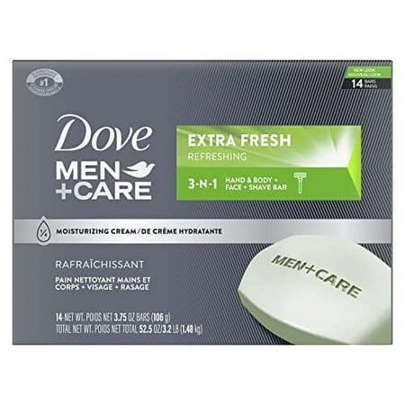 Dove Men+Care Bar 3 in 1 Cleanser for Body  Face  and Shaving to Clean and Hydrate Skin Extra Fresh Body and Facial Cleanser More Moisturizing Than Ba