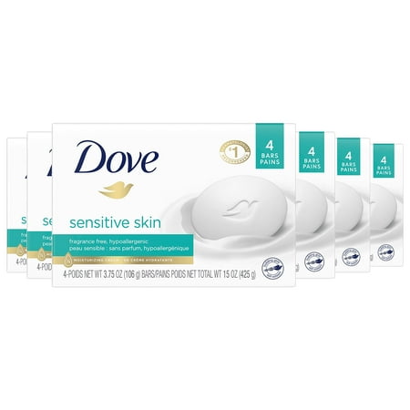 Dove Beauty Bar More Moisturizing Than Bar Soap for Softer Skin  Fragrance Free  Hypoallergenic Sensitive Skin with Gentle Cleanser 3.75 Oz 24 Bars