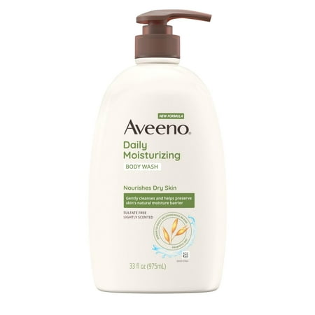 Aveeno Daily Moisturizing Body Wash: Nourish and Hydrate Dry & Sensitive Skin with Prebiotic Oat - Gentle Cleansing  Lightly Fragranced  Sulfate-Free 