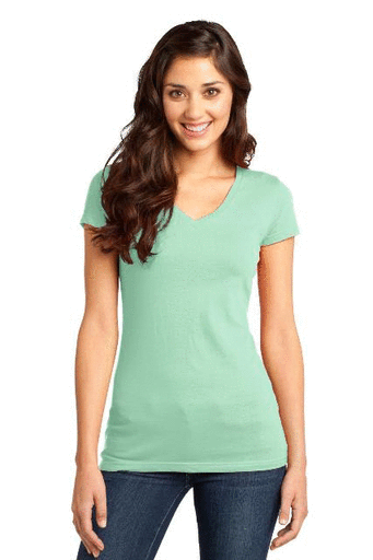 District DT6501 Juniors Very Important V-Neck Tees, Mint - Small
