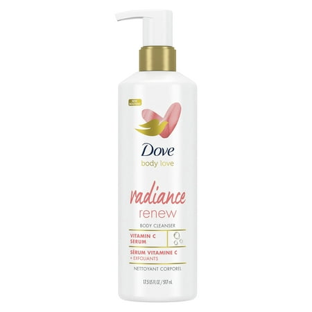 Dove Body Love Body Cleanser Radiance Renew for Dull Skin Exfoliating Body Wash Cleanser with Vitamin C Serum 17.5 Fl Oz