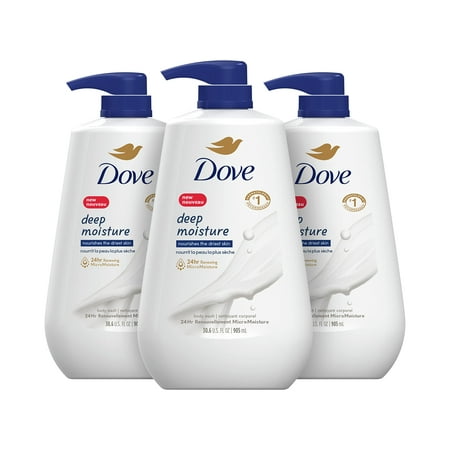 Dove Deep Moisture Body Wash with Pump - Nourishing Skin Cleanser for Dry Skin (3 Count  30.6 Oz)