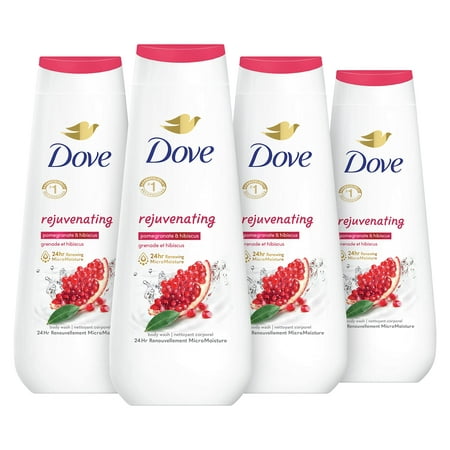 Dove Body Wash Rejuvenating Pomegranate & Hibiscus 4 Count for Renewed  Healthy-Looking Skin Gentle Skin Cleanser with 24Hr Renewing Micromoisture 20 