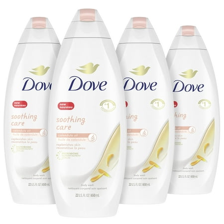 Dove Soothing Care Body Wash for Sensitive Skin with Calendula-Infused Oils Hydrates and Replenishes Skin Sulfate Free 22 Oz 4 Count