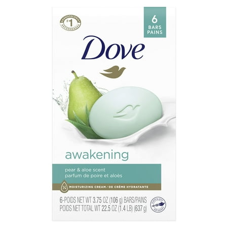 Dove Beauty Bar Gentle Skin Cleanser Moisturizing for Gentle Soft Skin Care Awakening More Moisturizing Than Bar Soap 3. 75 Oz 6 Bars