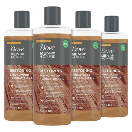 DOVE MEN + CARE Body Wash for Fresh  Healthy-Feeling Skin Sandalwood + Cardamom Oil Cleanser That Effectively Washes Away Bacteria While Nourishing Yo