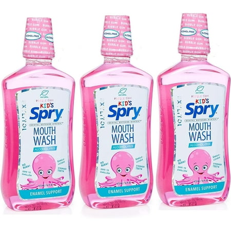 Spry Xylitol Oral Rinse  Bubble Gum - 16 Fl Oz (Pack of 3)