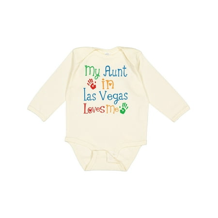 Inktastic My Aunt in Las Vegas Loves Me Gift Baby Boy or Baby Girl Long Sleeve Bodysuit