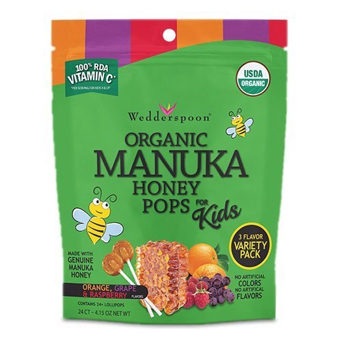 Wedderspoon 504242 Organic Manuka Honey Pops Variety, 24 Count - Case of 6
