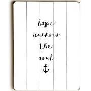 One Bella Casa 0004-9546-20 18 X 24 in. Hope Anchors the Soul Planked Wood Wall Decor by Pocket Fuel