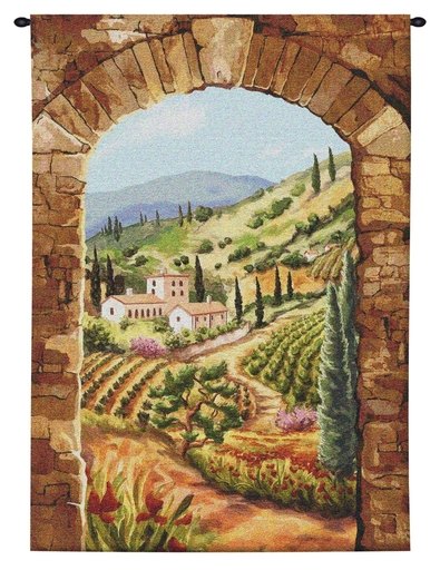 Fine Art Tapestries 6755-WH Tuscan Vineyard Wall Tapestry - Medium