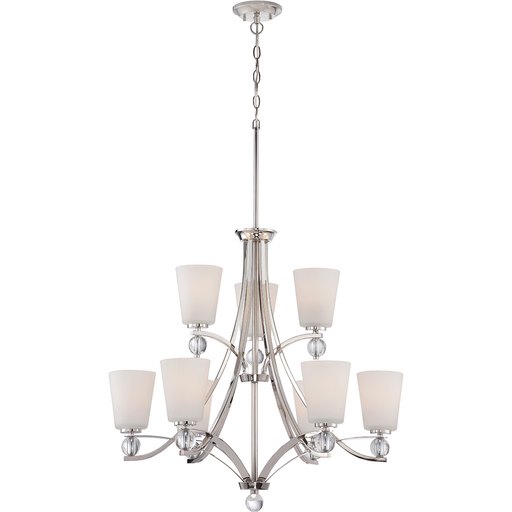NUVO 60-5499 Connie 9 Light 2 Tier Chandelier Satin White Glass Polished