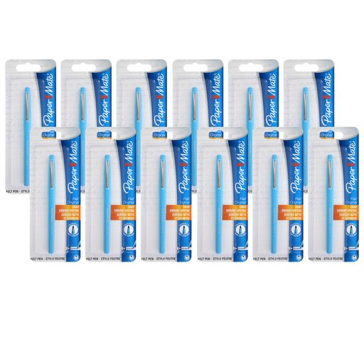 Paper Mate Flair Felt Tip Pen, 0.7mm, Medium Point, Turquoise Ink, 12-Count
