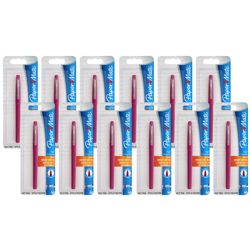 Paper Mate Flair Felt Tip Pens, 0.7mm, Medium Point, Magenta Ink, 12-Count