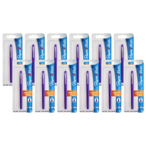 Paper Mate Flair Felt Tip Pen, 0.7mm, Medium Point, Purple Ink, 12-Count