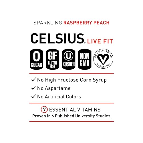 CELSIUS Sparkling Raspberry Peach, Functional Essential Energy Drink 12 Fl Oz (Pack of 12) thumbnail
