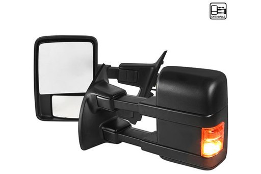 Spec-D Tuning 1999-2016 Ford F250 Superduty Manual Extend Towing Mirrors Amber Turn Signal Pair (Left + Right) 99 00 01 02 03 04 05 06 07 08 09 10 11 