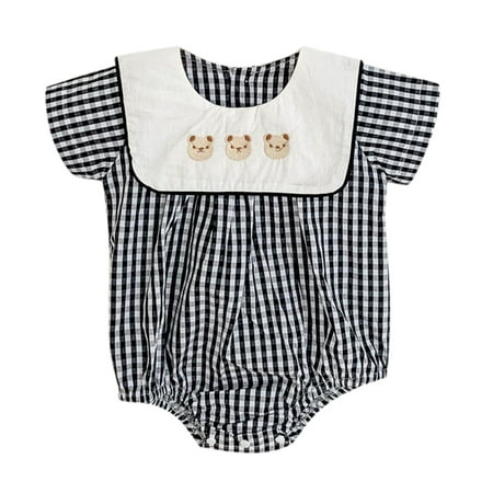 JDEFEG Boys  Pajama Sets Rompers Toddler Baby Boys Girls Cute Cartoon Short Sleeve Plaid Romper Bodysuit Outfit Clothes Christmas Boy Jumpsuit Baby La