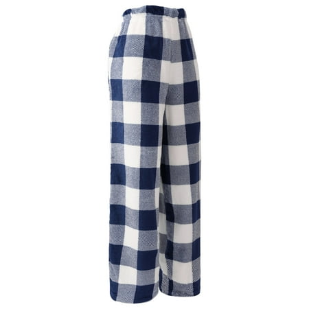 Xmarks Buffalo Plaid Flannel Pajama Pants for Women with Pockets  Blue  US 6