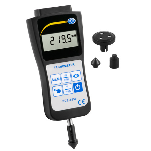 PCE Instruments Digital Handheld Tachometer with Contact and Non-Contact Modes (PCE-T236)