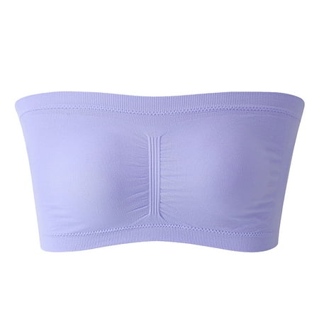 GWAABD Tshirt Bras for Women Stretch Strapless 1 Piece Bra Summer Bandeau Bra Plus Size Strapless Bra Comfort Wireless Bra Padded Top Bra for Women