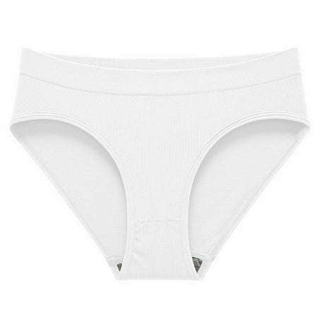 CLZOUD Woman S Underwear White Cotton Women S Panties Cotton Panties Women S Briefs Briefs Trendy Ribbed Bikini Set L