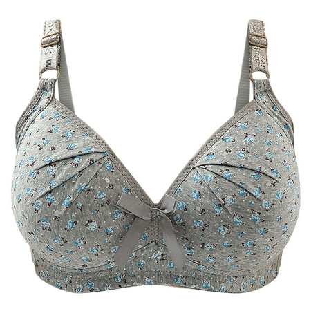 Bigersell Halter Sports Bra Women Fashion Bowknot Printed Comfortable Hollow Out Bra Underwear No Underwire Big & Tall Size Sleep Bra  Style 4081  Gra