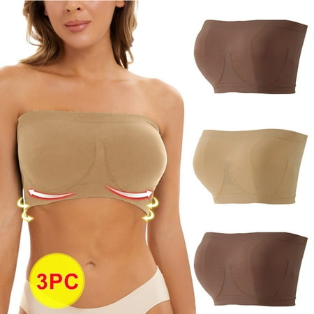 Deagia Clearance Sports Bras for Women Daily Women S Stretch Strapless Bra Summer Bandeau Bra Plus Size Strapless Bra U-Neck Bralettes XL #4962