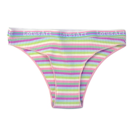 GWAABD Underwear for Dresses Women Seamless Women S Fashion Low Waist Underwear Color Striped Briefs Underwear Women Panties