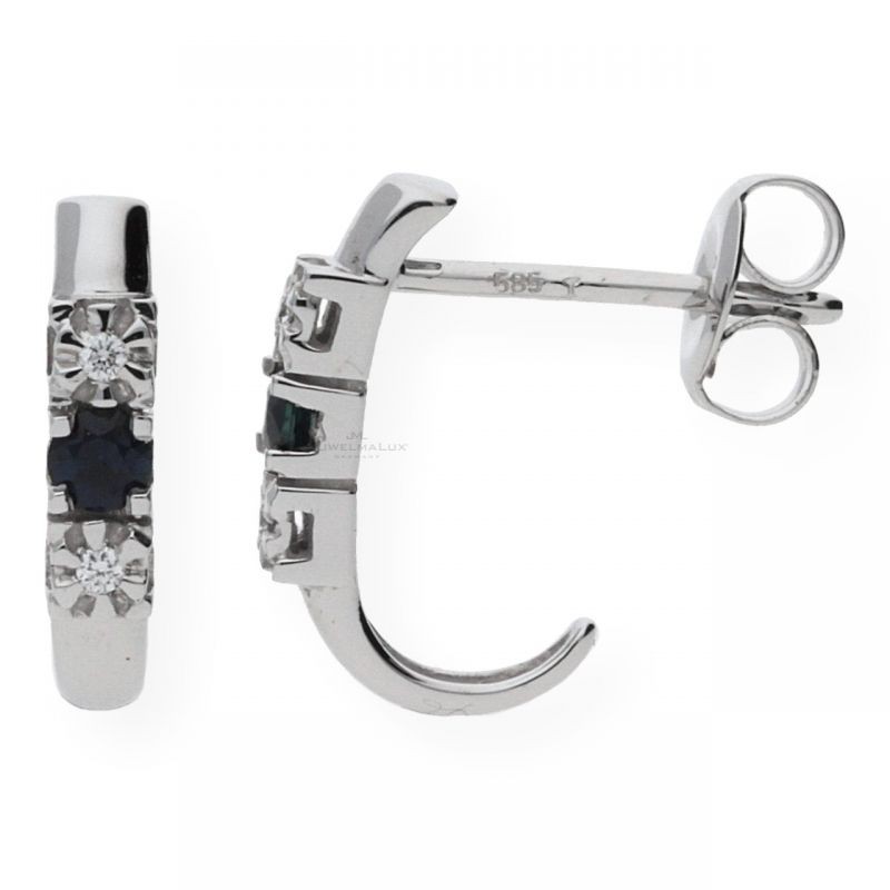 JuwelmaLux Steckercreolen 585er 14 Karat Mit Brillanten Und Saphir Jl10-06-0490