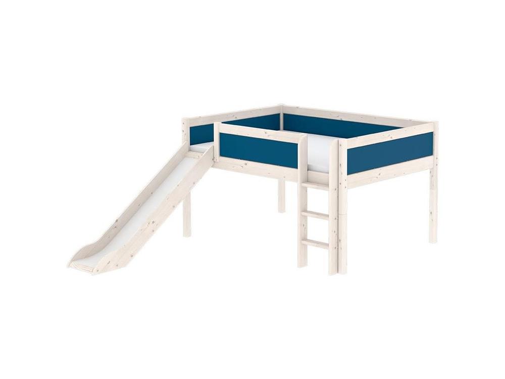 Flexa Harmony Spielbett Mit Rutsche Und Gerader Leiter 140x200cm Nordic Blue 80-21320-46