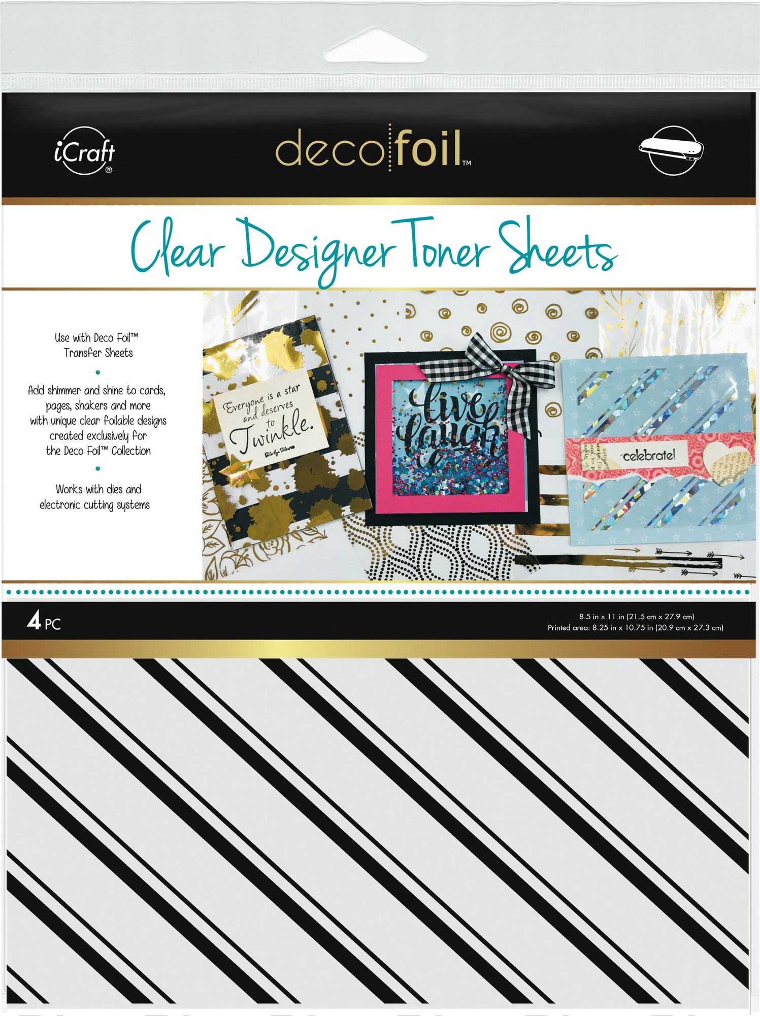 Pinstripes - Deco Foil Clear Toner Sheets 8.5 Inches X11 Inches  4/Pkg