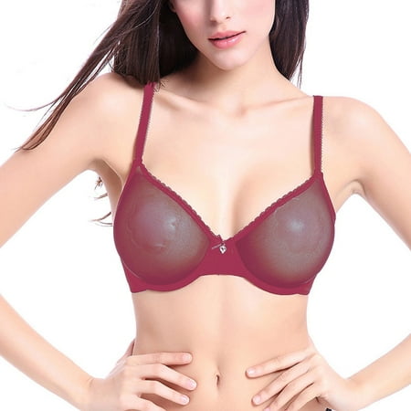 CLZOUD Comfortable Bras Women S Sheer Mesh Lace Unlined Underwire Bra See Through Bralette Rd1 O