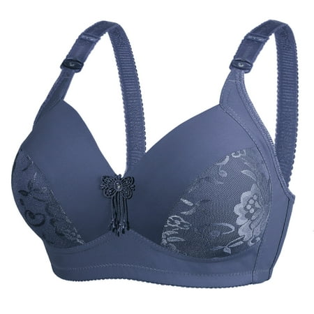 CLZOUD Comfortable Bra for Women Blue Nylon Spandex Women Fashion Lace Bra Comfortable Plus Fashion Size Underwear Women Breathable Bra 44